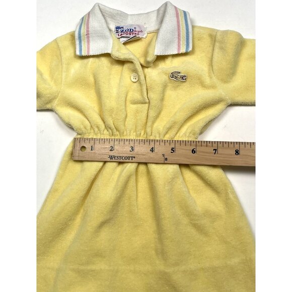VTG 80s IZOD Lacoste Intant 18mos Yellow Terry Cloth L/S Collared DRESS EUC - Picture 5 of 8